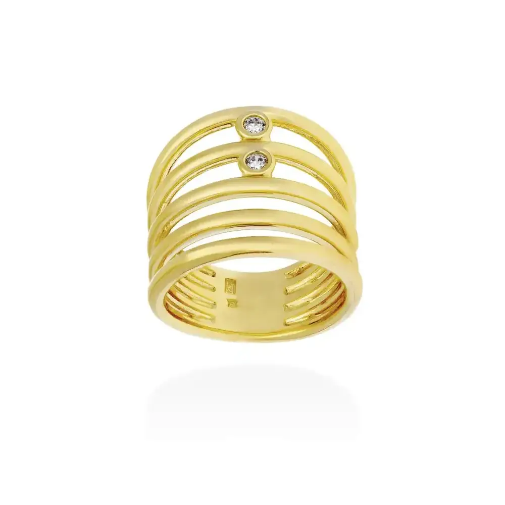 Anillo multiaros Marina García de plata con circonitas y baño dorado 91047SD