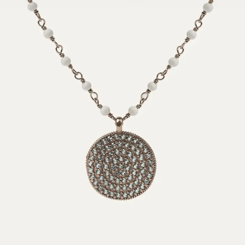 Colgante Sunfield Áine de plata bañada en oro rosa con circonitas verde mint CL065020/2/55