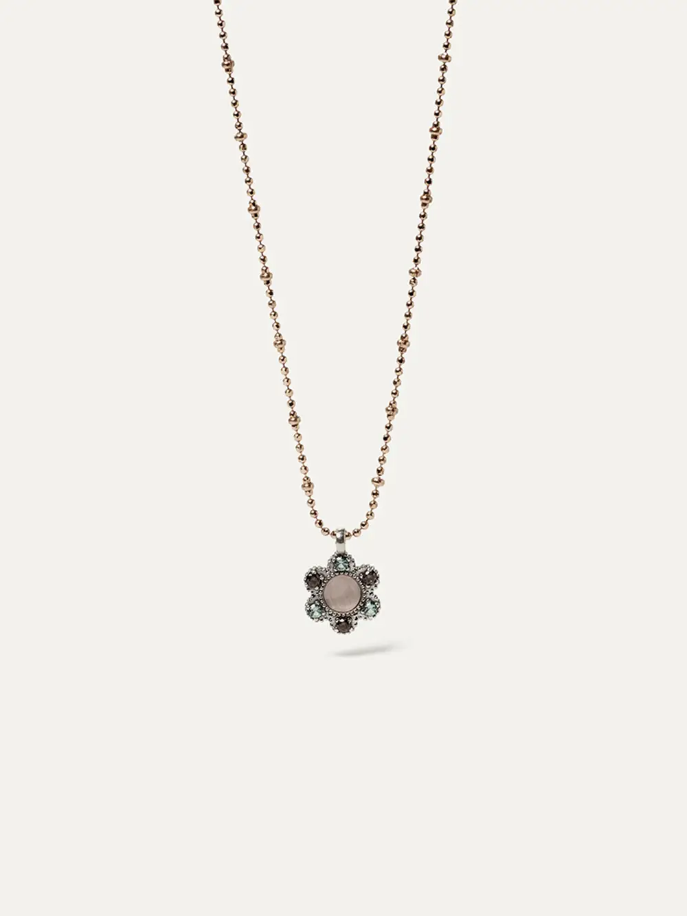 Colgante Sunfield Celia Hirta de plata con cuarzo rosa y circonitas CL065210