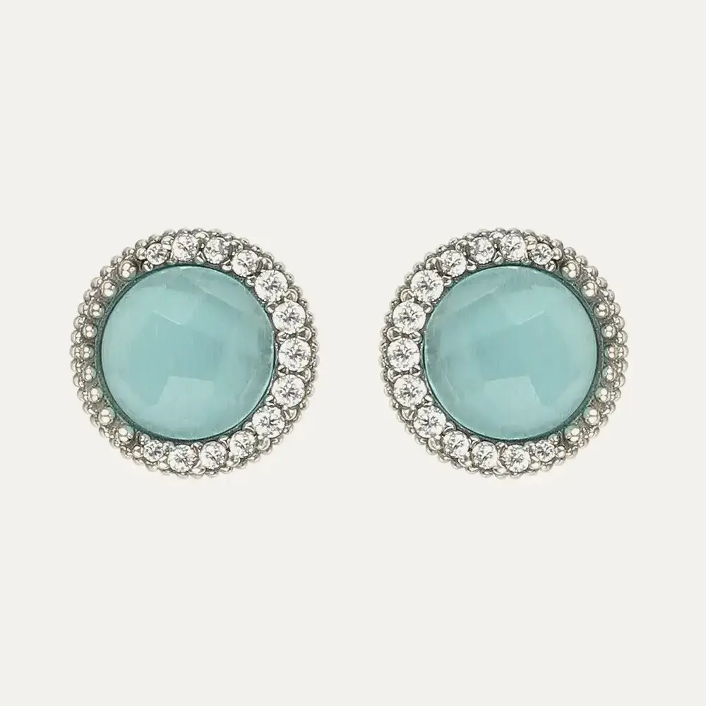 Pendientes Sunfield Zinnia de plata con cuarzo azul aguamarina y circonitas PE064780/49