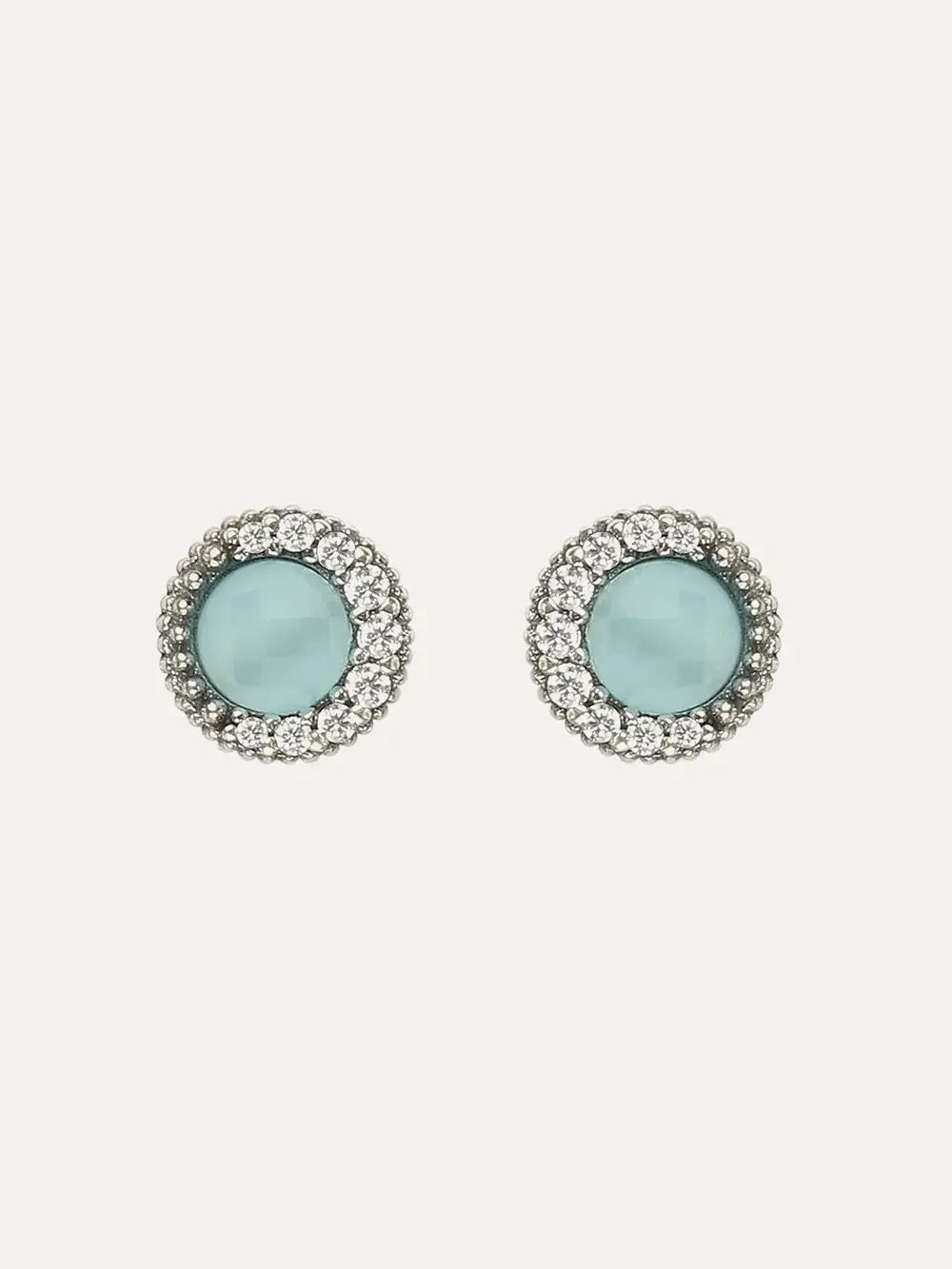 Pendientes Sunfield Zinnia Mini de plata con cuarzo azul aguamarina y circonitas PE064790/49