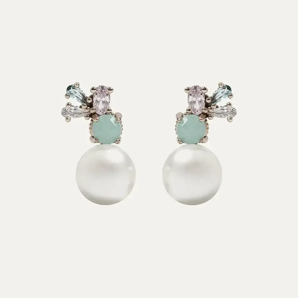 Pendientes Sunfield Némesis Coral de plata con calcedonia verde y circonitas PE065052/2